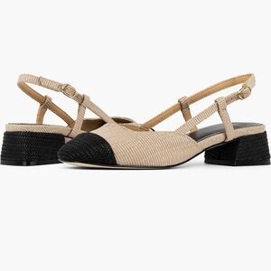 Donald Pliner Woven Slingback Pump in Sand Black